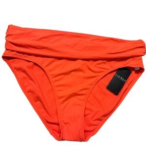 Lauren Ralph Lauren Orange Fold Over Waistband Swim Bikini Bottom Size 12 NWT